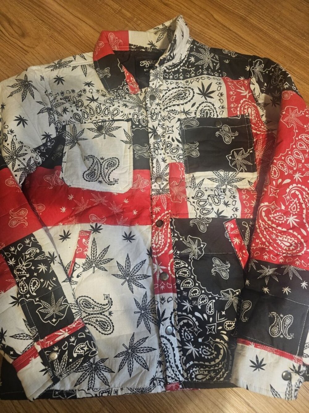 Eighty Eight Bandana Patchwork Jacket Snap Up Mens Size Small Cloth